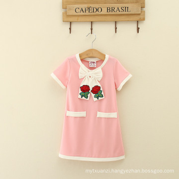 new design children frocks designs short sleeve flower baby dress